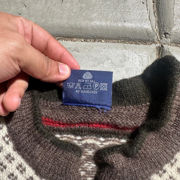 Vintage Skjaeveland Norwegian Wool Sweater Mens Large Nordic Knit Pullover Clasp - Picture 4 of 10